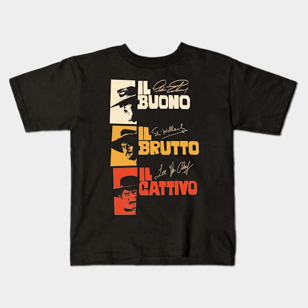 Sergio Leone - The Good, the Bad, and the Ugly Tribute Kids T-Shirt by Boogosh